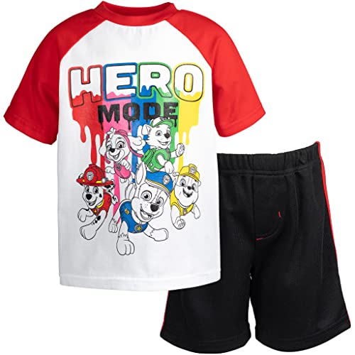 Paw Patrol Chase Rubble Everest Skye Marshall Little Boys T-Shirt Mesh Shorts Set 7-8