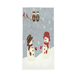 FFYHO Winter Snowman Owls Soft Hand Towels 30x15,Decorative Christmas Birds Cute Fingertip Kitchen Dish Towels Washcloth for Bathroom, Hotel, Gym and Spa