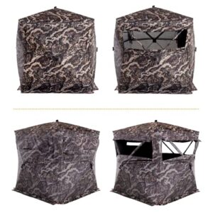 VEIL CAMO VC300 3-Person Hub Blind Tru-View – Ground Blind for Deer Hunting, 270-Degree View, Water Resistant, Durable 5-Hub Design, Backpack Carry Bag, Silent Slide Window Panels