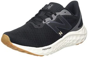 new balance women's fresh foam arishi v4 running shoe, black/light gold metallic/gum 2, 8 wide