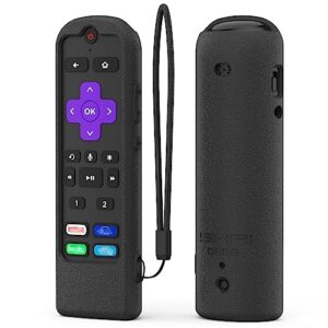silicone remote case for roku voice remote pro/rcs01r universal shockproof protective cover for roku ultra(2022/2021/2020/2019) sleeve skin with lanyard for roku streaming stick 4k+ remote(black)