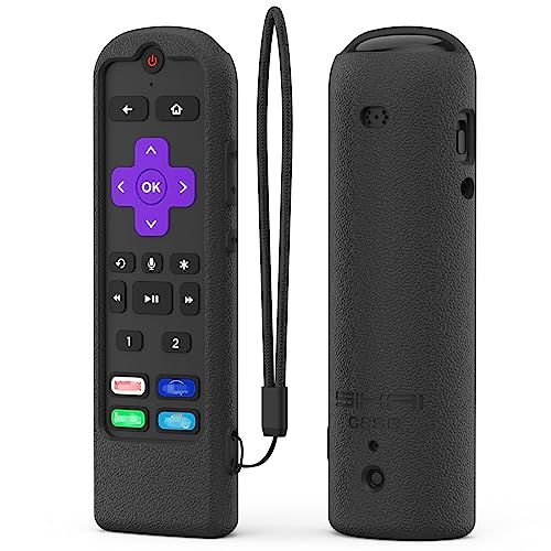 Silicone Remote Case for Roku Voice Remote Pro/RCS01R Universal Shockproof Protective Cover for Roku Ultra(2022/2021/2020/2019) Sleeve Skin with Lanyard for Roku Streaming Stick 4K+ Remote(Black)