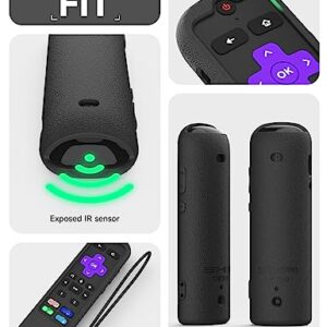 Silicone Remote Case for Roku Voice Remote Pro/RCS01R Universal Shockproof Protective Cover for Roku Ultra(2022/2021/2020/2019) Sleeve Skin with Lanyard for Roku Streaming Stick 4K+ Remote(Black)