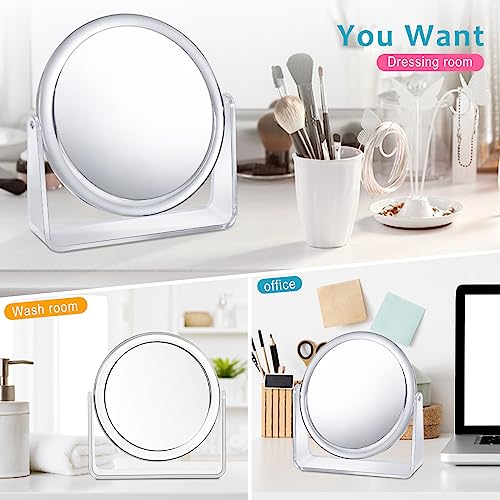 1x/7x Magnifying Makeup Mirror for Desk Double Sided 360°Rotation Desk Mirror,Portable Table Acrylic Small Standing Mirror for Cosmetic