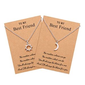 ungent them best friend necklaces for 2, sun and moon matching friendship bff necklace valentine's day christmas gifts for 2 teenage teen girls friends sisters bestie women