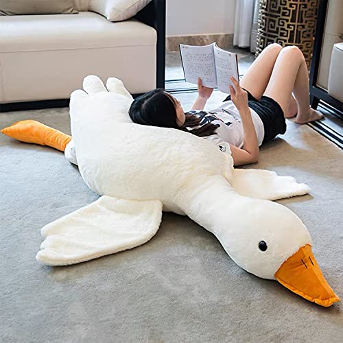 Tanha Giant Goose Plush, 6 Foot Goose Stuffed Animal, Cute Stuffed Goose, Soft White Duck Plush Gift for Girlfriend, Kids or Best Friend（75inch, 190cm）