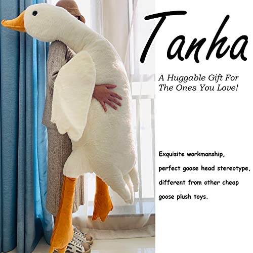 Tanha Giant Goose Plush, 6 Foot Goose Stuffed Animal, Cute Stuffed Goose, Soft White Duck Plush Gift for Girlfriend, Kids or Best Friend（75inch, 190cm）