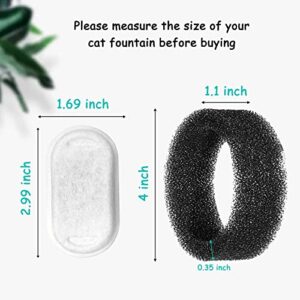 Cat Water Fountain Filters for Stainless Steel 67oz/2L Adjustable Water Flow Pet Fountain, 8 Pack Pet Replacement Filters with 8 Sponges