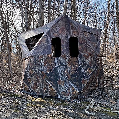 THUNDERBAY 3-4 Person Hidden Threat See Through Hunting Blind, See Through Panel Window with 270° View, Floor Space 62" x 62" to 72" x 72"