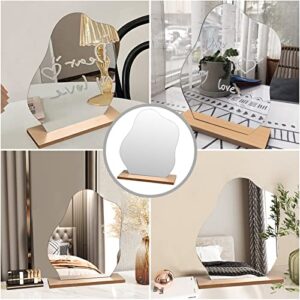 Mokoze Stand Up Irregular Mirror, Cloud Wavy Mirror for Desk, Not Fragile Acrylic Makeup Mirror, Funky Aesthetic Vanity Mirror for Office Home Room Decor, Women Girls Gifts