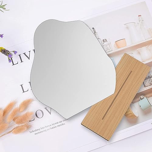 Mokoze Stand Up Irregular Mirror, Cloud Wavy Mirror for Desk, Not Fragile Acrylic Makeup Mirror, Funky Aesthetic Vanity Mirror for Office Home Room Decor, Women Girls Gifts