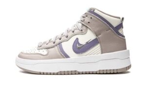 nike women's dunk high rebel sneaker, sail/iron purple-college grey, 9