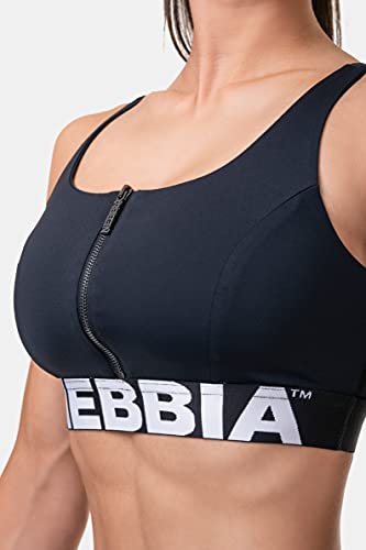 NEBBIA Smart Zip Front Sports Bra 578 Black