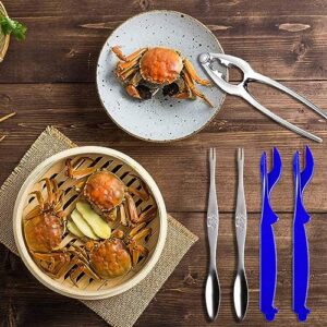 9Pcs Seafood Tools Set Stainless Steel Forks Opener Crab Lobster Crackers Shellfish Lobster Crab Leg Sheller Nut Crackers Dishwasher Safe