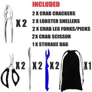 9Pcs Seafood Tools Set Stainless Steel Forks Opener Crab Lobster Crackers Shellfish Lobster Crab Leg Sheller Nut Crackers Dishwasher Safe