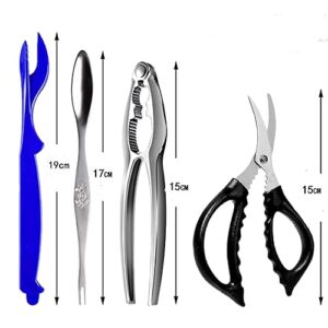 9Pcs Seafood Tools Set Stainless Steel Forks Opener Crab Lobster Crackers Shellfish Lobster Crab Leg Sheller Nut Crackers Dishwasher Safe