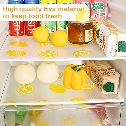 Cooyes Shelf Liner for Kitchen Cabinets Non-Adhesive Drawer Liner Non-Slip Refrigerator Liner - Best Shelf Liner, Fridge, Drawer, Cupboard Liner (Lemon,17.7 x 79 Inch)