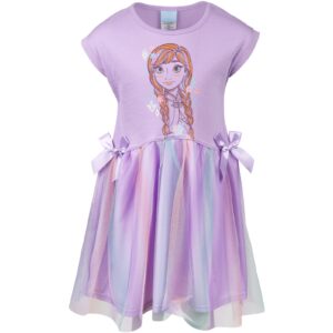 disney frozen princess anna little girls short sleeve dress purple 7-8