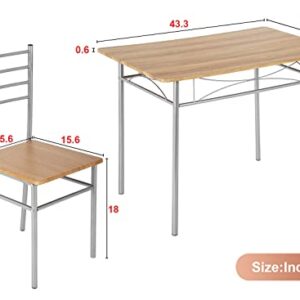 Dining Table Set Kitchen Table and Chairs for 4 Kitchen Table Dining Room Table Set Home Furniture Rectangular Modern Chairs with Metal Legs/Wood Table Top for Breakfast Nook Kitchen Dining Room