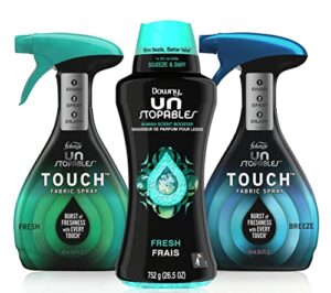 febreze fabric spray & downy unstopables kit - includes downy laundry scent booster beads (fresh, 26.5 ounce) and febreze unstopables touch fabric refresher spray (fresh & breeze, 16.9 oz)