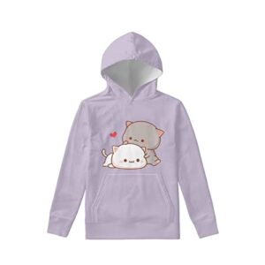 wellflyhom cat hoodies for girls size 8-10 teens cute kids clothes sweatshirts hooded jumper pullover with pocket outfits tops fall winter jackets sweater purple