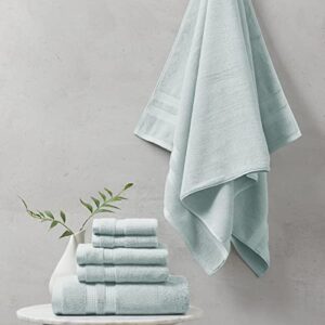 beautyrest plume 100% cotton bath towel set, luxuriously soft feather touch, premium 750gsm spa quality, durable and absorbent for shower, multi-sizes, seafoam 6 piece
