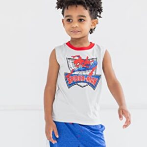 Marvel Avengers Spider-Man Little Boys 3 Piece Outfit Set: T-Shirt Tank Top Shorts 7-8