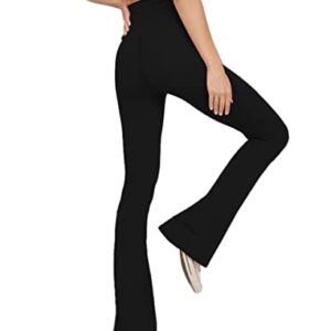 TOPYOGAS Women's Casual Bootleg Yoga Pants V Crossover High Waisted Flare Workout Pants Leggings Black