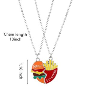 Saalort Best Friends Necklace for 2 Magnetic Split Heart Necklaces Set Friendship Gifts BFF Matching Pendant (Hamburger)