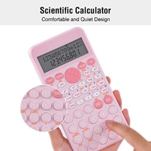 EooCoo 2-Line Standard Scientific Calculator, Portable and Cute School Office Supplies, Suitable for Primary School to College Student Use - Pink