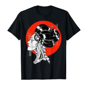 Japanese Modern Geisha Vaporwave Cyberpunk Japan Aesthetic T-Shirt