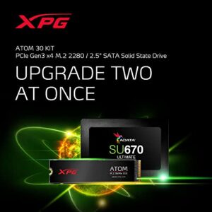 XPG Atom 30 1TB PCIe + 250GB SATA 2.5" SSD Kit - M.2 2280 PCIe Gen3 x4 + 2.5” Internal SSD PC Upgrade Bundle Kit (AATO-30KIT-250G1TCI)