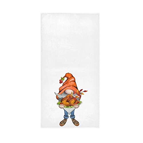 Thanksgiving Turkey Gnome Hand Towels Fall Harvest Festival Decor Kitchen Dish Towel Quality Premium Bathroom Washcloth 30 x 15 Inches for Beach Guest Hotel Spa Gym Sport Yoga Home