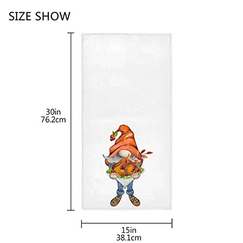 Thanksgiving Turkey Gnome Hand Towels Fall Harvest Festival Decor Kitchen Dish Towel Quality Premium Bathroom Washcloth 30 x 15 Inches for Beach Guest Hotel Spa Gym Sport Yoga Home