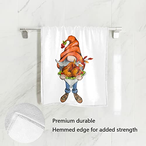 Thanksgiving Turkey Gnome Hand Towels Fall Harvest Festival Decor Kitchen Dish Towel Quality Premium Bathroom Washcloth 30 x 15 Inches for Beach Guest Hotel Spa Gym Sport Yoga Home