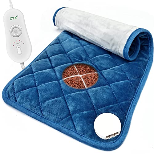 UTK Ultra-comfort Infrared Weighted Heating Pad, 2.2lbs Jade Stone Filled Electric Heat Pads for Pain Relief - 12" x 24" Ultra-soft Velvet, 6 Heat Settings & Auto Shut Off for Back, Neck and Shoulders