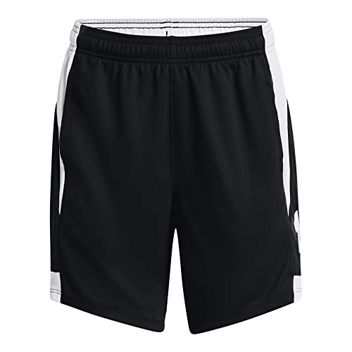 Under Armour Women's Baseline 6" Basketball Shorts , (001) Black / White / White , Large