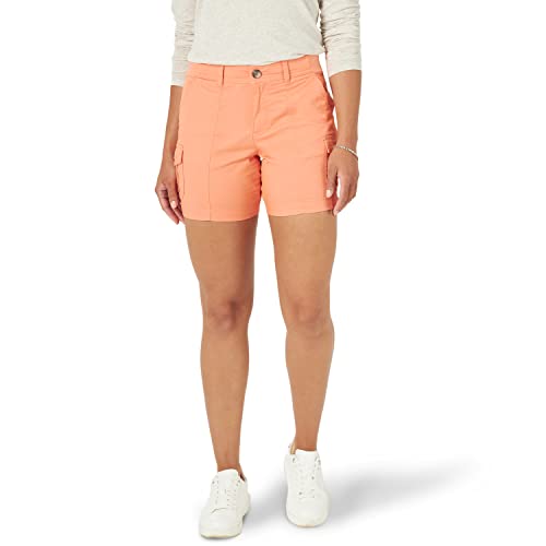 Lee Women's Flex-to-Go Mid-Rise Seamed Cargo Short, Papaya, 16