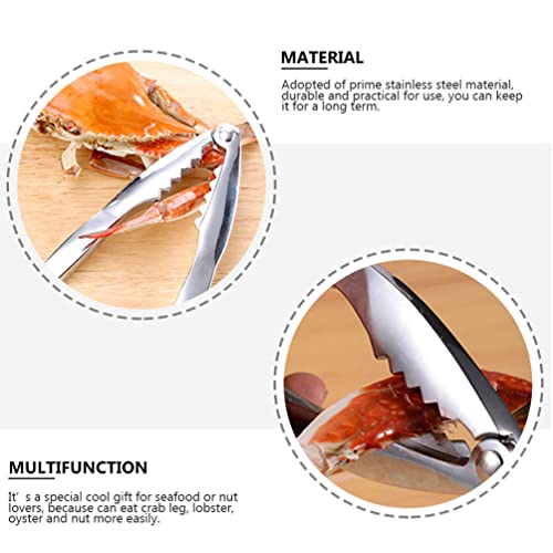 Hemoton Crab Lobster Crackers Crab Opener Seafood Crab Pincer Nut Cracker Walnuts Nuts Plier Seafood Opening Tool for Claws and Legs (Silver)