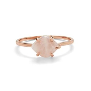 pura vida rose gold-plated crystal cove ring w/rose quartz - brass base, gemstone charm - size 7
