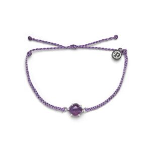 pura vida silver crystal cove charm bracelet w/amethyst - adjustable band, brand charm - light purple