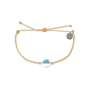 pura vida silver gemstone sunset charm bracelet w/turquoise - adjustable band, brand charm - cream