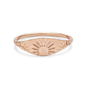 pura vida rose gold-plated engraved sun stackable ring - brass base, rhodium plating - size 7