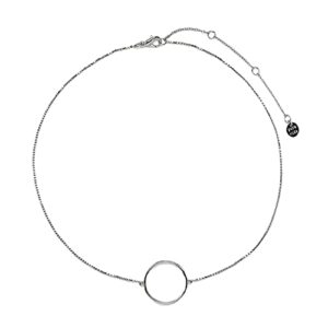 pura vida 14" silver-plated circle charm choker necklace - adjustable chain, brass base - 3" extender