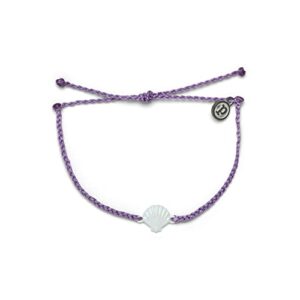 pura vida iridescent white shell bracelet - 100% waterproof, adjustable band, brand charm - light purple