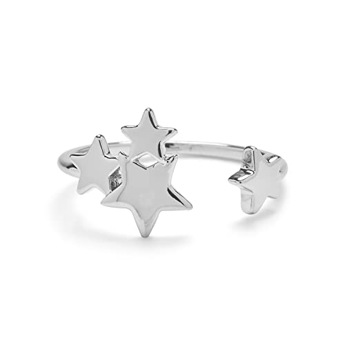 Pura Vida Silver-Plated Starlight Ring - Adjustable Ends, Brass Base, Rhodium Plating - Size 6