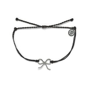 pura vida silver-plated bow charm bracelet - 100% waterproof, adjustable band, brand charm - black