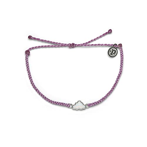 Pura Vida Silver Opal Cloud Bracelet w/Synthetic Opalite - 100% Waterproof, Adjustable Band, Brand Charm - Lavender