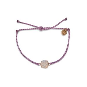 pura vida rose gold-plated rainbow geode braided bracelet - adjustable band, brand charm - lavender