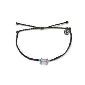 pura vida silver mermaid quartz bracelet - 100% waterproof, adjustable band, brand charm - black